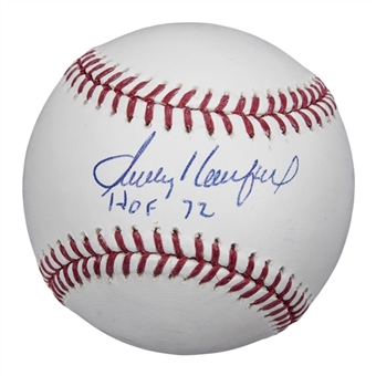 Sandy Koufax Signed & "HOF 72" Inscribed OML Manfred Baseball (Beckett)